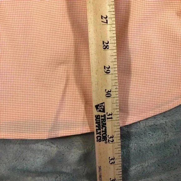 Mizzen+Main Leeward Collection Mens Orange Checkered Dress Shirt 2xLarge Trim Fi - Picture 4 of 5